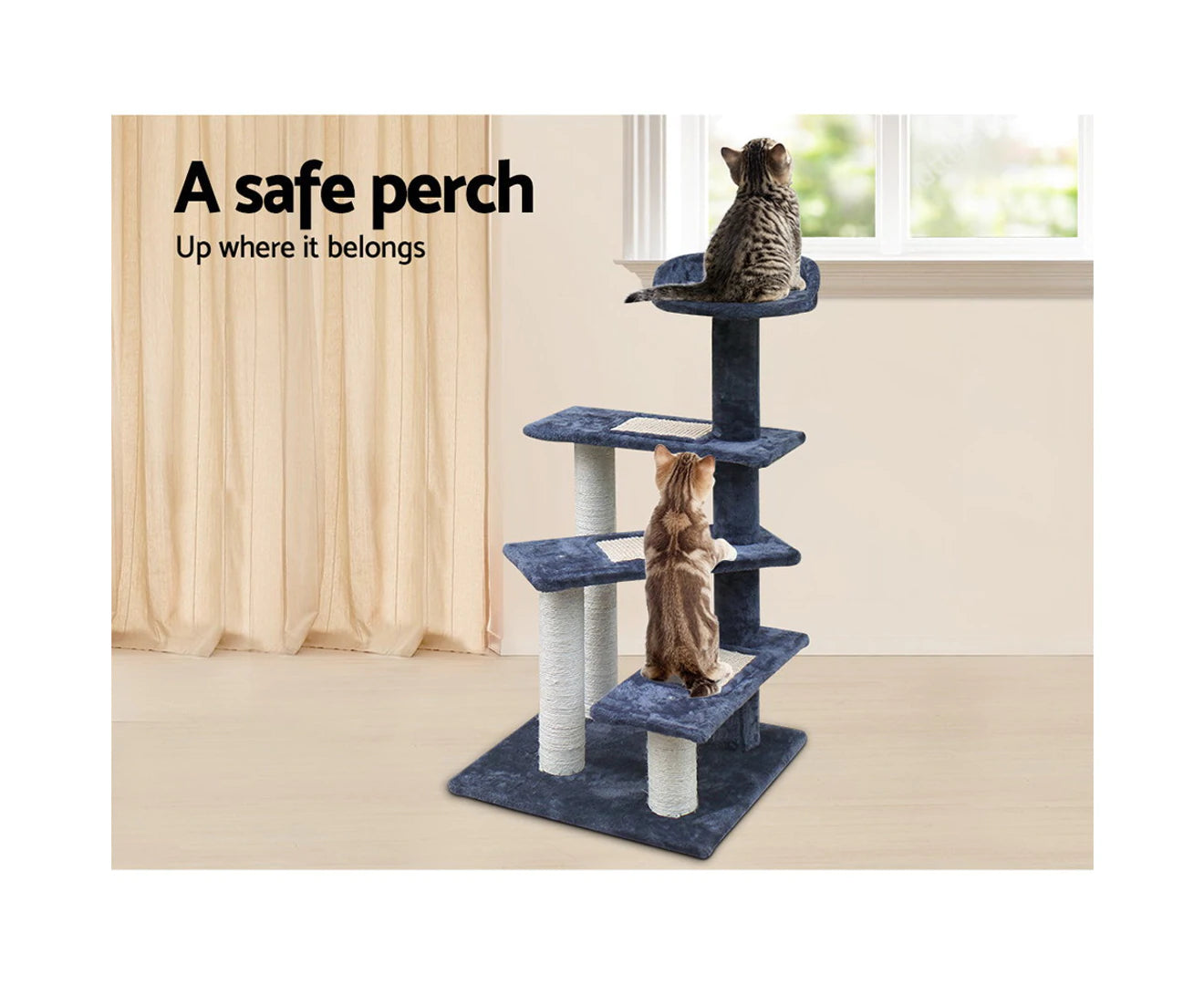 I.Pet Cat Tree 100Cm Scratching Post Scratcher Tower Wood Condo House Trees Bed