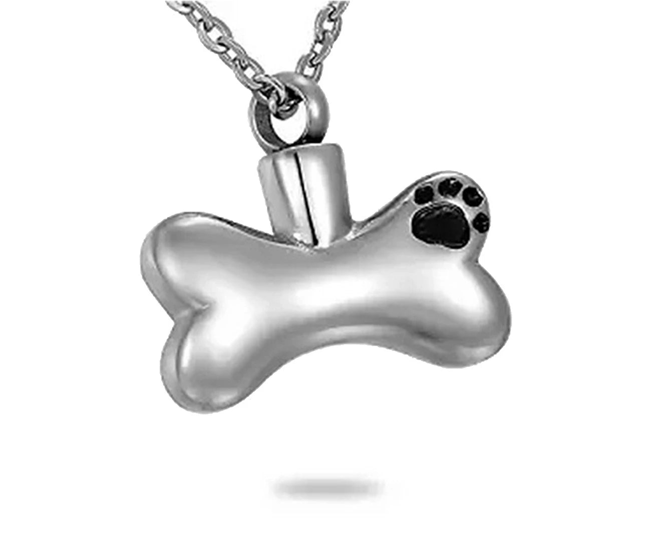 Mini Stainless Steel Footprint Bone Urn Pet Ash Container Pendant Jar Keepsake-Silver - Silver