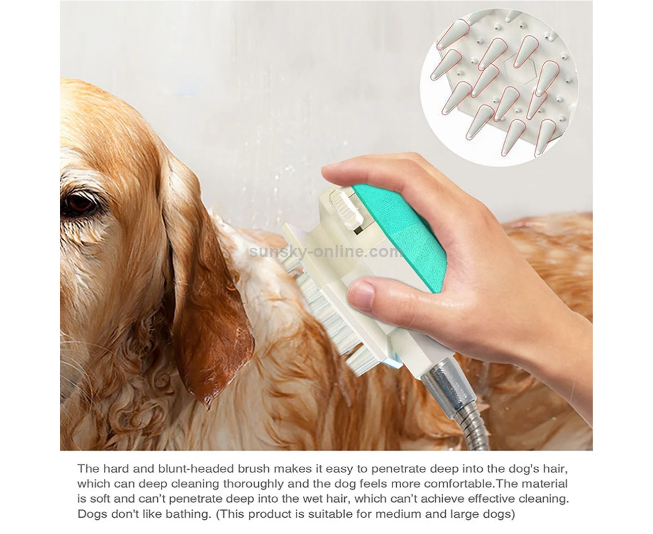 Pet Shower Brush Nozzle Comb Pet Shower(Lake Blue)