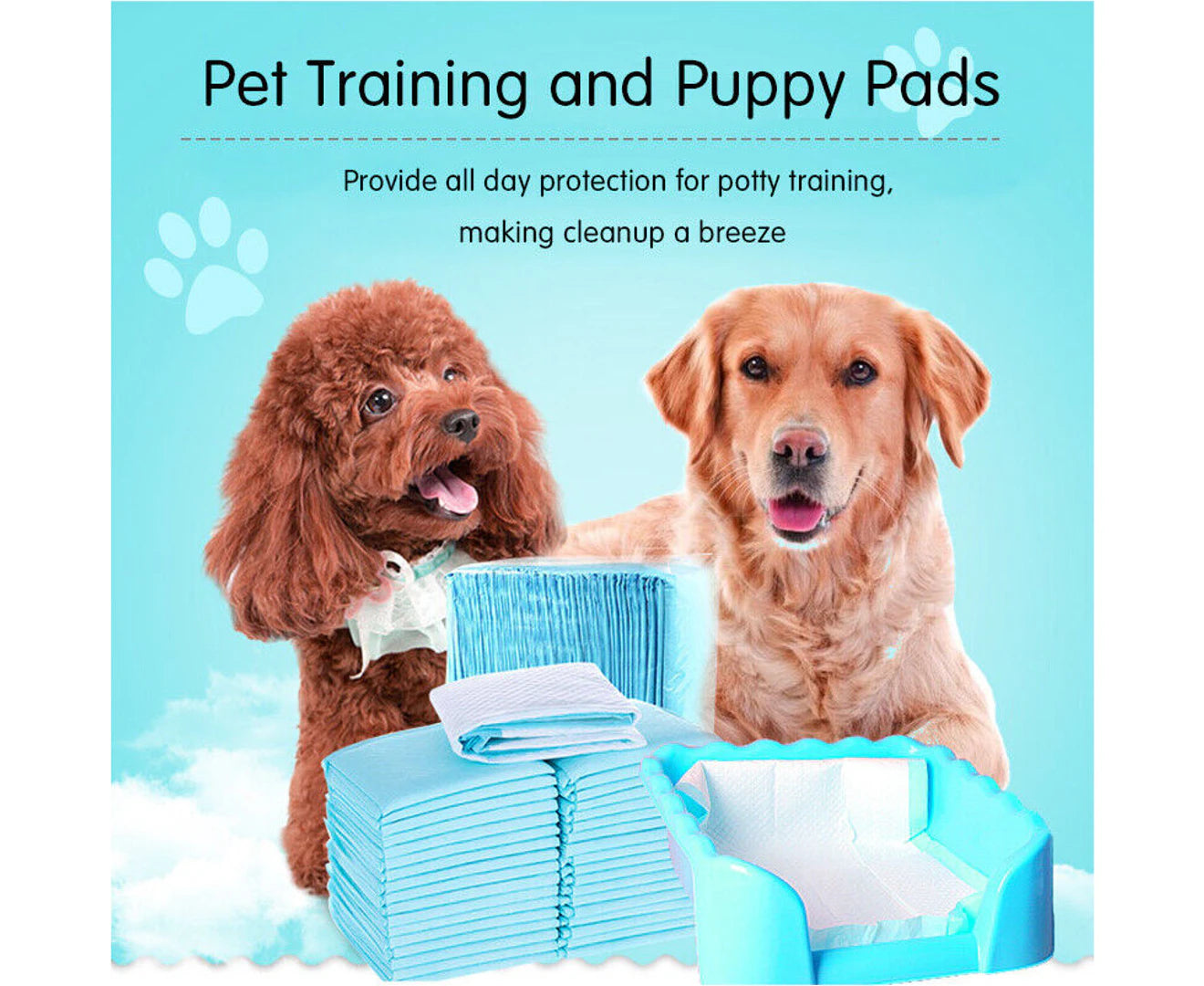 Blue 50Pcs Pet Training Pads 400/200 Puppy Dog Toilet Pee Indoor Super Absorbent 60X60Cm