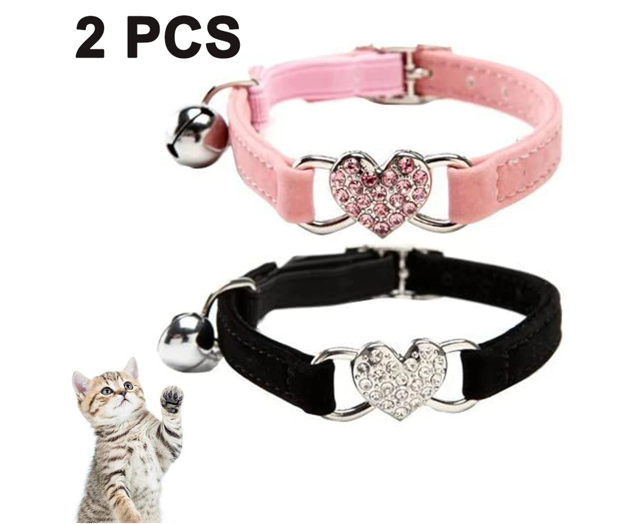 Cat Collar with Safety Belt and Bell 24-30Cm, Gift for Valentine'S Day