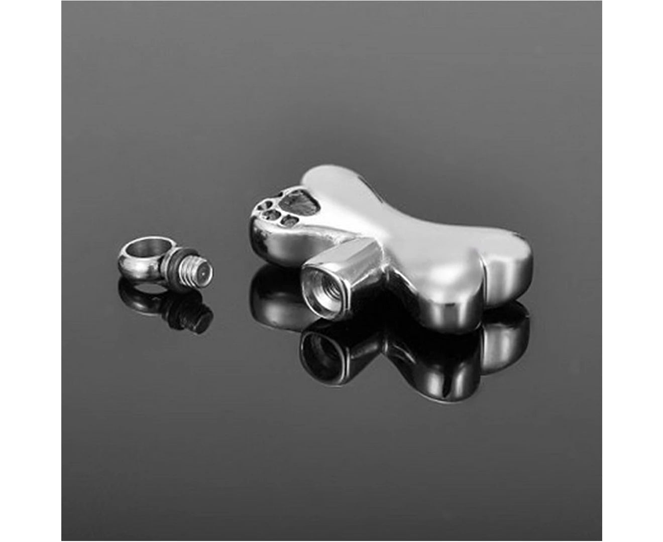 Mini Stainless Steel Footprint Bone Urn Pet Ash Container Pendant Jar Keepsake-Silver - Silver