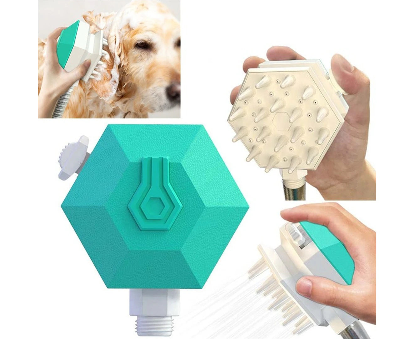 Pet Shower Brush Nozzle Comb Pet Shower(Lake Blue)