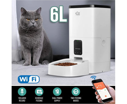 Petscene 6L Automatic Pet Feeder Wi-Fi Enabled Smart Dog Cat Feeder with App Remote Control