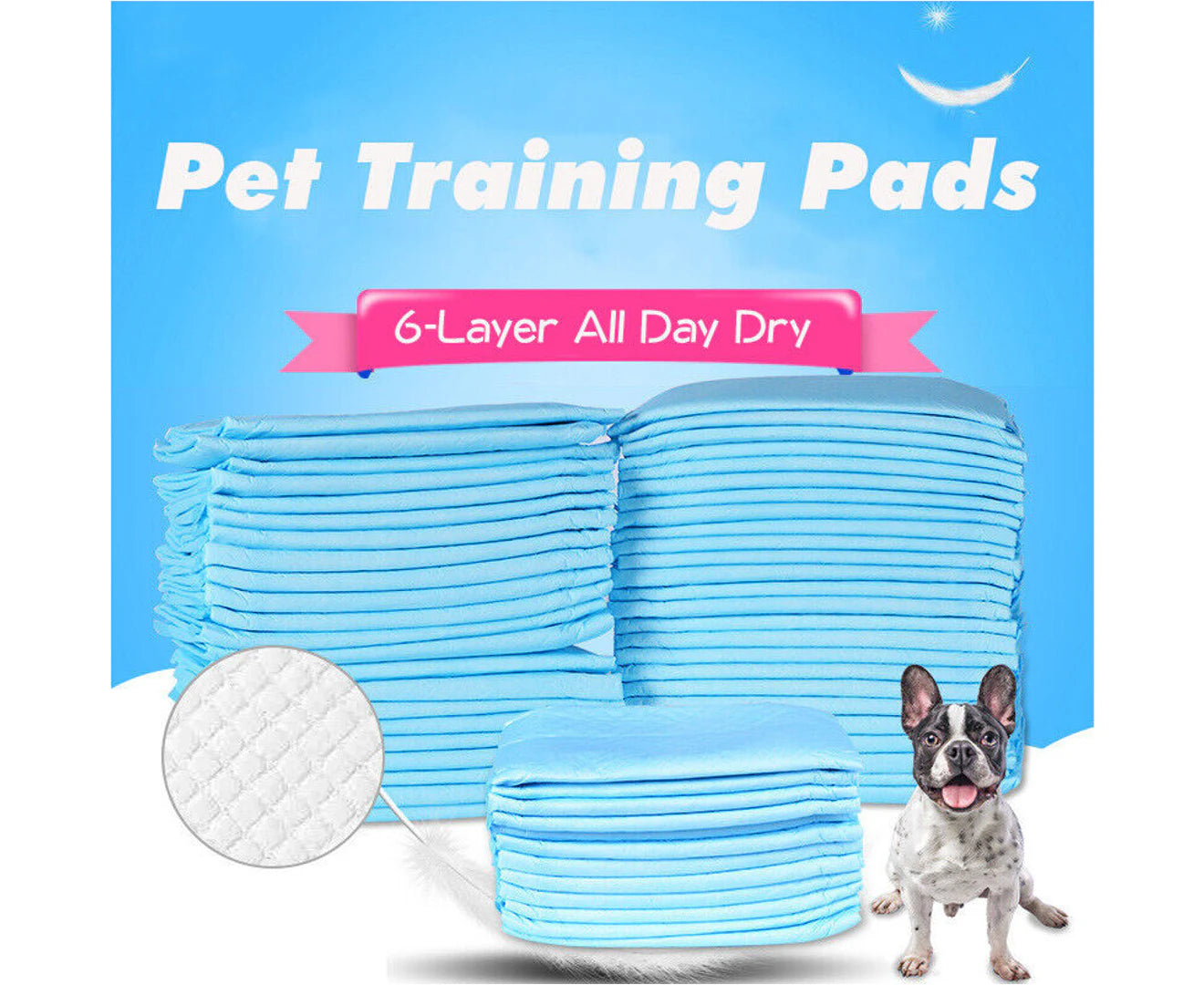 Blue 50Pcs Pet Training Pads 400/200 Puppy Dog Toilet Pee Indoor Super Absorbent 60X60Cm